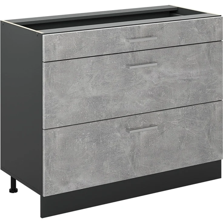 Küchenunterschrank R-Line Beton/Anthrazit 100 cm ohne Arbeitsplatte Vicco – Bild 1