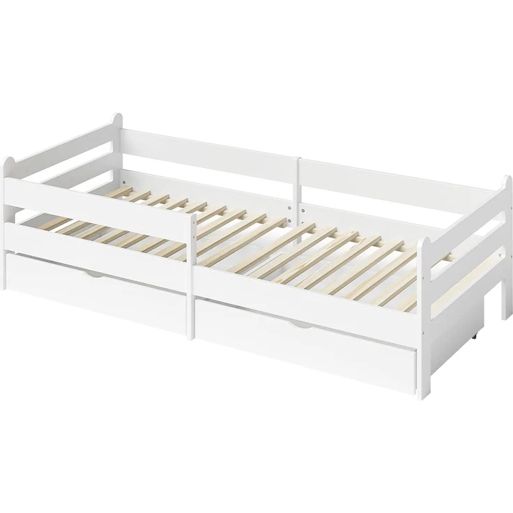 Bellabino 'Kuru' Kinderbett 90x200 cm mit 2 Schubladen, weiß, Jugendbett mit Rausfallschutz und Lattenrost – Bild 2