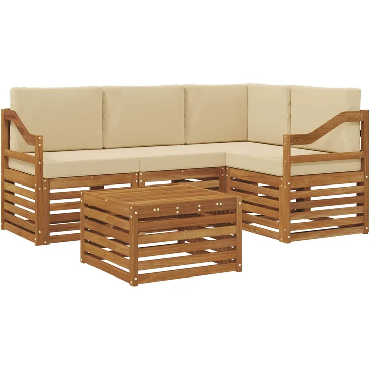 vidaXL Outdoor-Sofagarnitur 5 stk. 4-Sitzer Natur und Beige 3374788 – Bild 2