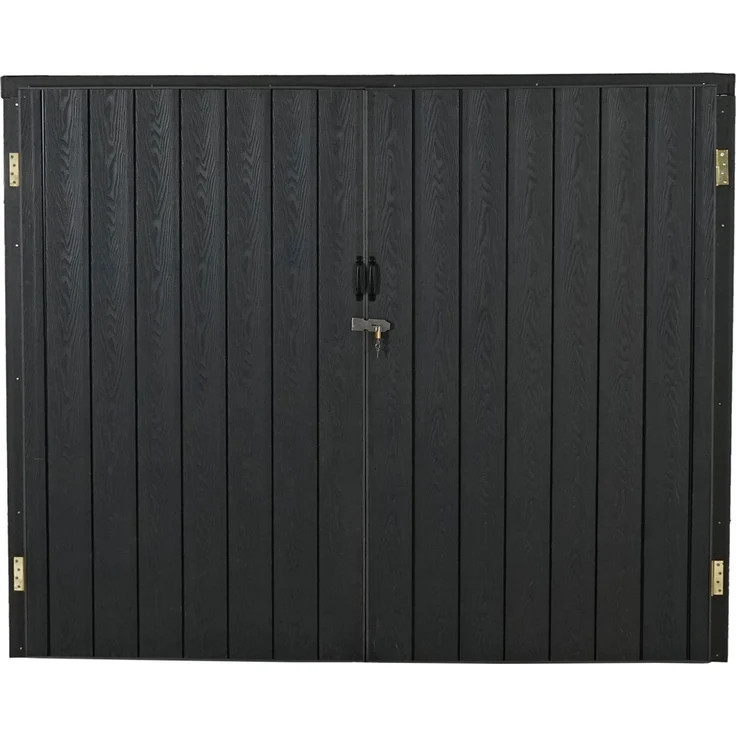 WPC-Fahrradgarage HWC-J29, Geräteschuppen Fahrradbox, Metall Holzoptik abschließbar ~ 4 Räder 172x213x160cm anthrazit – Bild 2