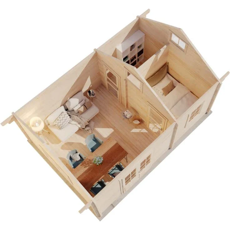 Alpholz Garten- und Freizeithaus Arizona Blockhaus aus Holz Holzhaus mit 70 mm Wandstärke inklusive Schlafboden Blockbohlenhaus – Bild 3