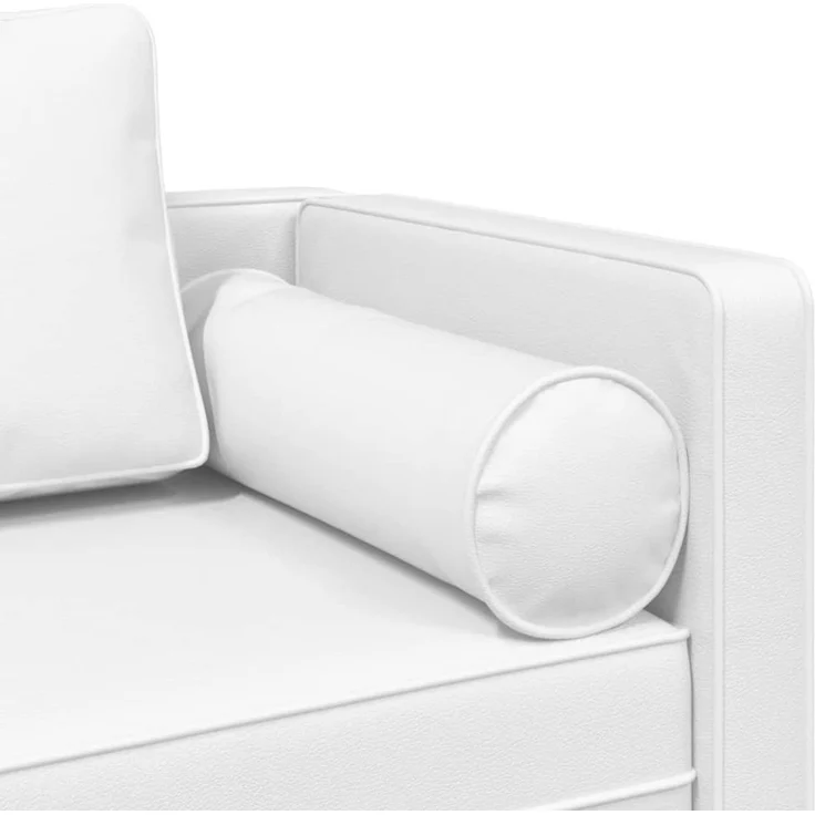 vidaXL Chaiselongue mit Kissen, Weiß Kunstleder, 116,5 x 62 x 57,5 cm – Bild 6