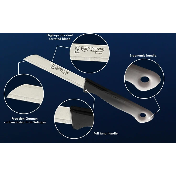 SMI Gemüsemesser 6-tlg Solingen Gemüsemesser Set Schälmesser Obstmesser Küchenmesser, Klinge mit Wellenschliff – Bild 3