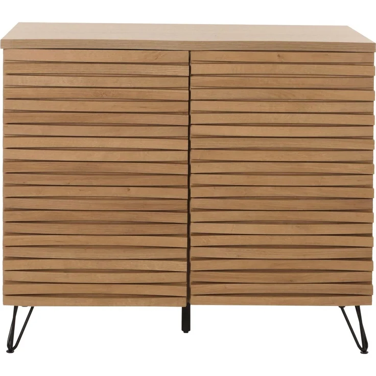Kommode HWC-M49, Schrank Sideboard Highboard, 3D-Design Staufächer, MDF Metall 85x95x45cm ~ natur – Bild 7