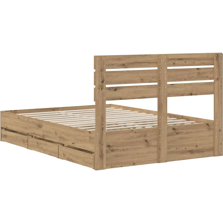 vidaXL Bed Frame with Storage and Headboard Artisan Oak 160 x 200 cm 3445811 – Bild 6