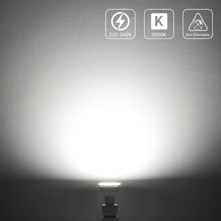 Lepro GU10 LED Kaltweiss 4W Lampe, 5000K Kaltweiß, 345 Lumen, 100° Abstrahlwinkel, Dimmbar Reflektorlampe, Energiesparendes LED Leuchtmittel für Wohnzimmer, Küche, Schlafzimmer, 5 Stück – Bild 2