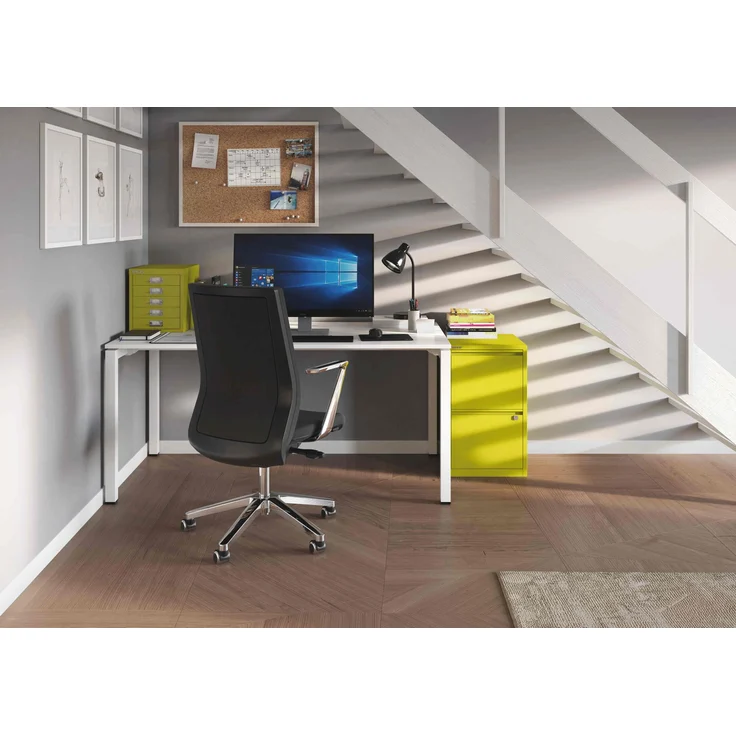 Cito Chefarbeitsplatz/Konferenztisch, 740 mm höhenfixes O-Gestell, H 19 x B 2400 x T 1200 mm, Dekor ahorn, Gestell silber – Bild 3