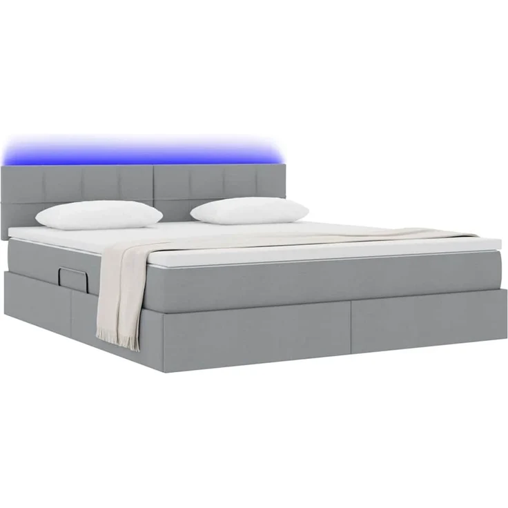vidaXL LED-Speicherbett mit Matratze Hellgrau 180 x 200 cm Stoff 3371160 – Bild 3