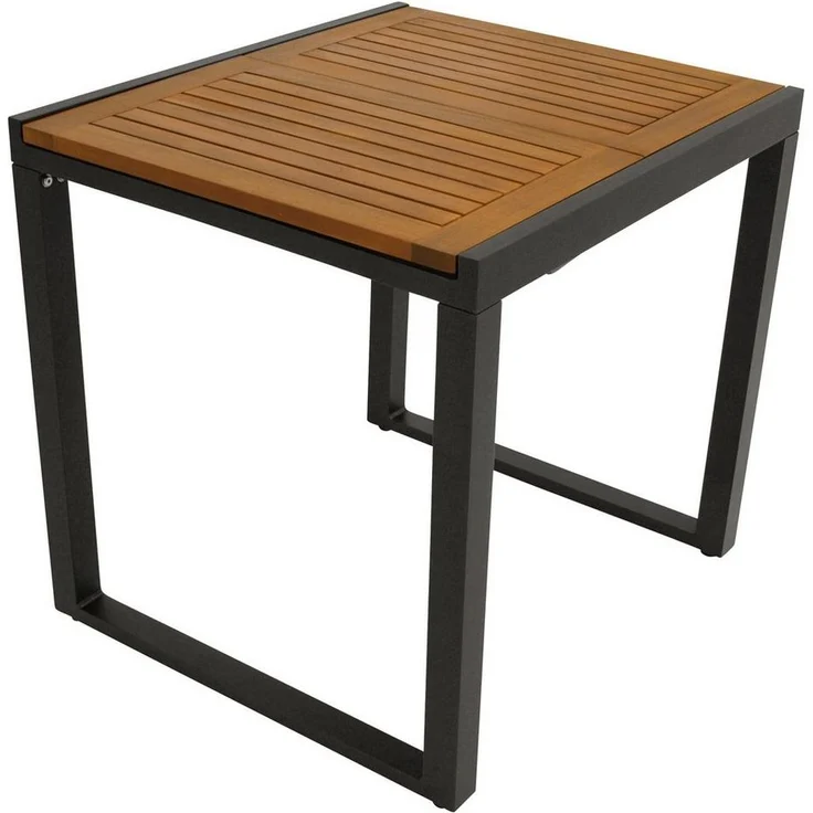 DEGAMO Gartentisch RIVELLO ausziehbar, 80/120x70 cm, Alu anthrazit + Akazie geölt – Bild 2