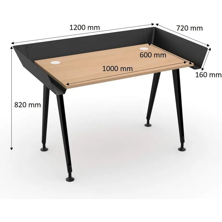 Computertisch, moderner Schreibtisch Tern, 100 x 60 x 72 cm, Weiß/Schwarz Levira – Bild 3