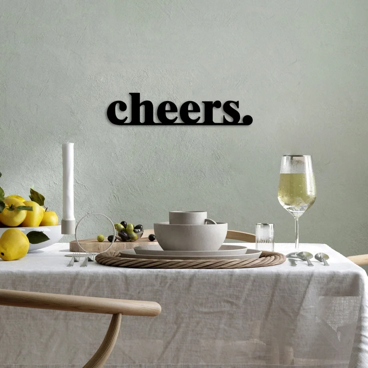 Wallity 'Cheers' Dekoratives Wandaccessoire aus Metall, Schwarz, 16 x 70 cm – Bild 3