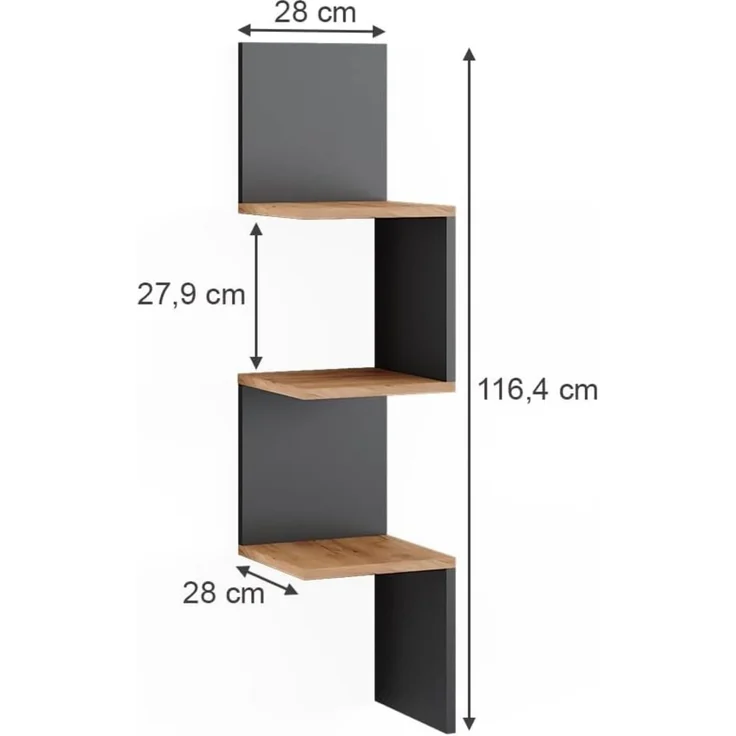 Eckregal Paolo Anthrazit 28 x 116.4 cm Vicco – Bild 3