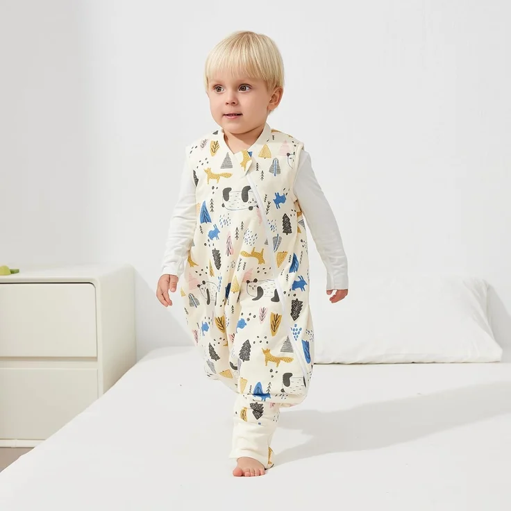Duomiaomiao Baby Schlafsack, 1x Ganzjahresschlafsack, 1.5tog-beige Panda, 75cm / Babygröße 80-90cm, 100% Baumwolle – Bild 2