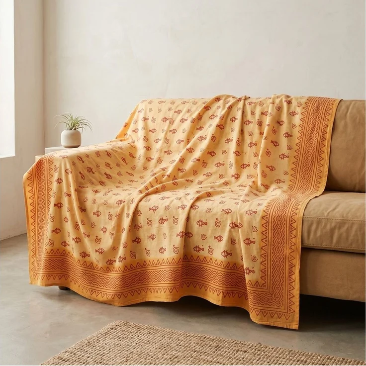 Guru-Shop Tagesdecke Blockdruck Tagesdecke, Bett & Sofaüberwurf,.. – Bild 3