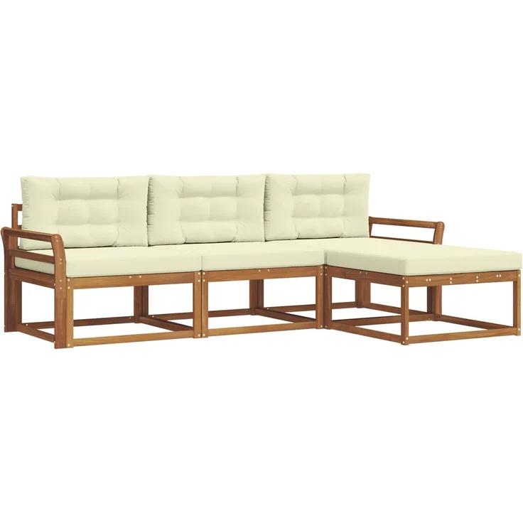 vidaXL Outdoor-Sofagarnitur 4 stk. 4-Sitzer Natur und Creme 3367403 – Bild 2