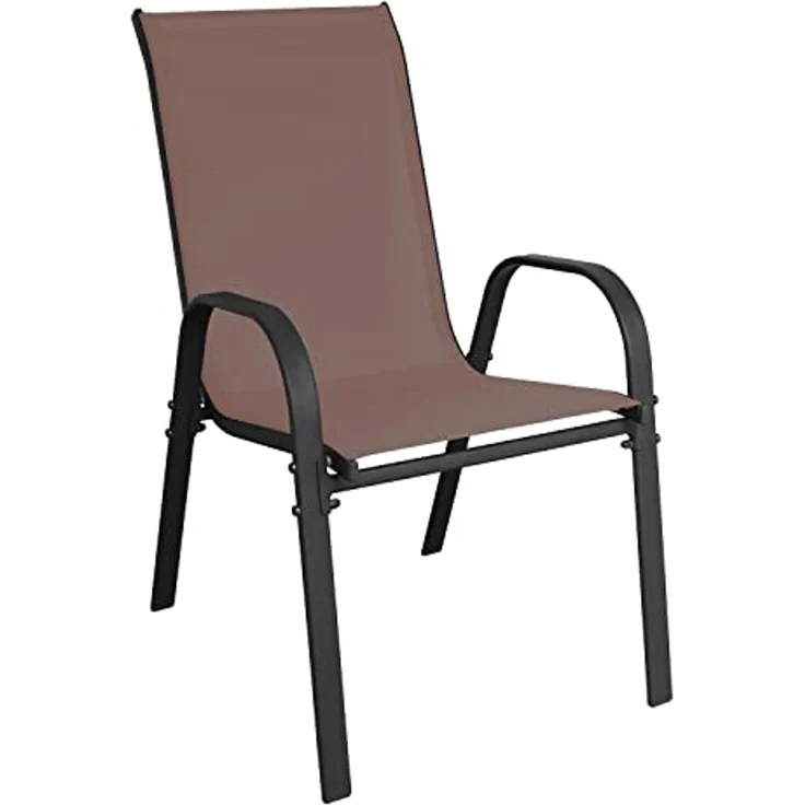 Outdoorstuhl Gartenstuhl Stapelstuhl wetterfest Metall Textilen Braun – Bild 1