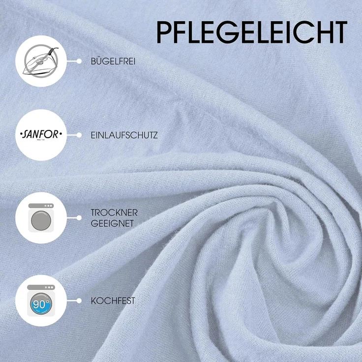CelinaTex Jersey Topper Spannbettlaken Lucina 140x200-160x200 cm Aqua blau 100% Baumwolle gekämmt bis 12cm Matratzenhöhe Spannbettbezug, Leintuch, Bettlaken, elastisch, Strech, Oeko-Tex – Bild 5