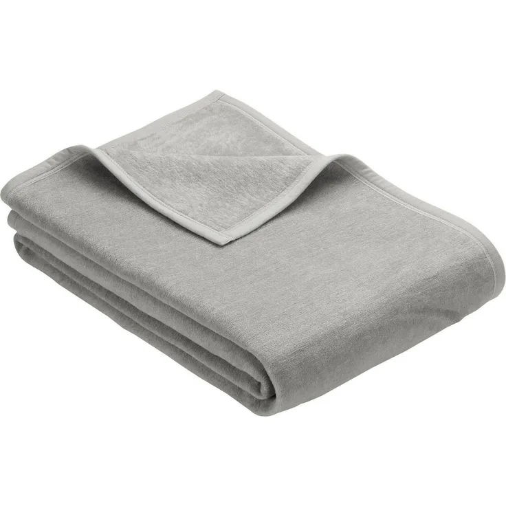Ibena Porto XXL Tagesdecke warm & waschbar, Baumwollmischung, Hellgrau, 180x220 cm
