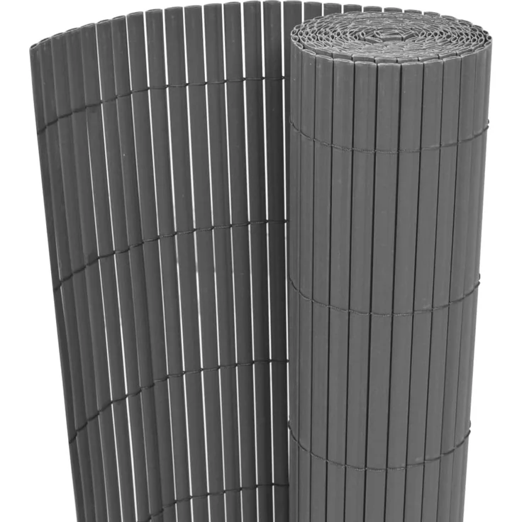 vidaXL Gartenzaun Doppelseitig PVC 90 x 300 cm Grau 43626 – Bild 1