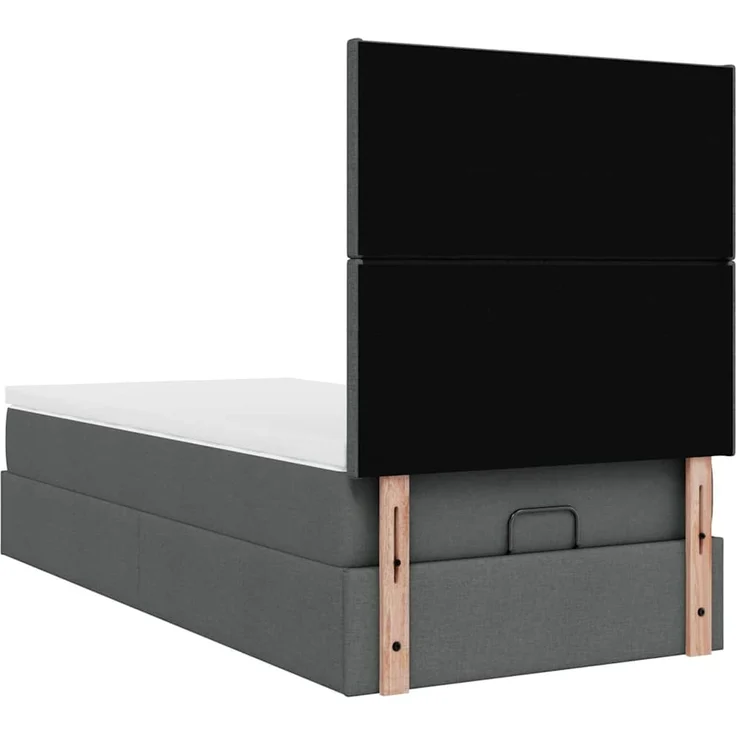 vidaXL Ottoman-Bett mit Matratze & LEDs Dunkelgrau 100x200 cm Stoff 3313900 – Bild 9