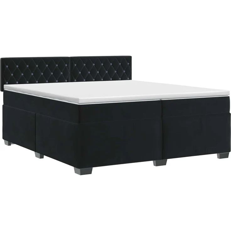 vidaXL Boxspringbett mit Matratze Schwarz 200 x 200 cm Samt 3450778 – Bild 2