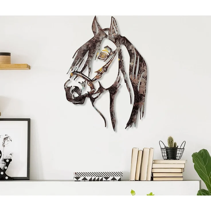 Wallity 'Horse - 2' Dekoratives Wandaccessoire aus Metall, Mehrfarbig, 53 x 38 cm – Bild 2
