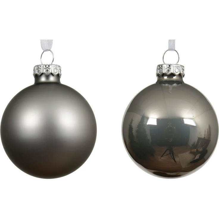 Kaemingk Weihnachtsbaumkugel, Weihnachtskugeln Glas 10cm 4 Stück - Zart Grau