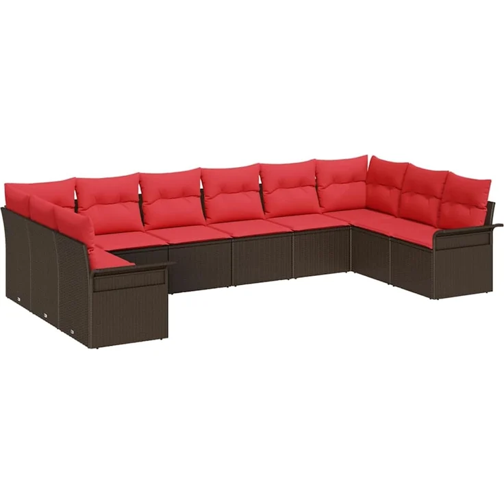vidaXL Gartensofa-set 10 Stk. Braun Poly-Rattan 3345544 – Bild 2