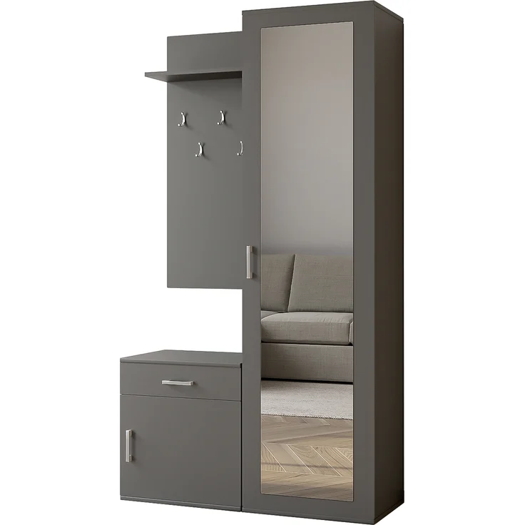 AX LIVING Flurgarderobe Grau Magnola 100cm Breite, modernes Design & Stauraum – Bild 2