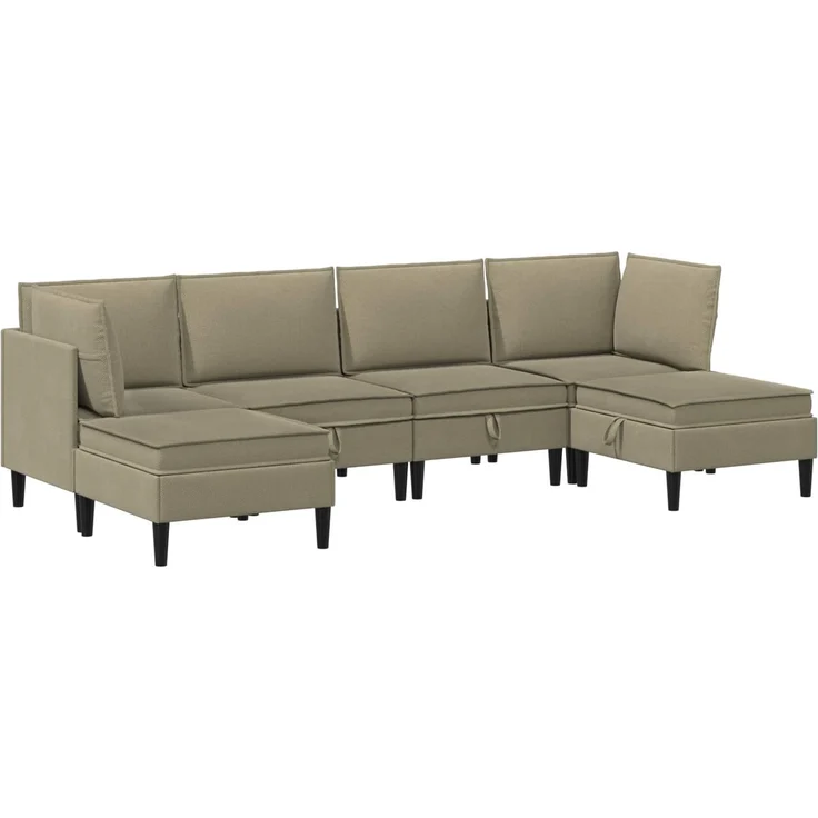 vidaXL Wohnzimmergarnitur 6 pcs Khaki Stoff 3413797 – Bild 2