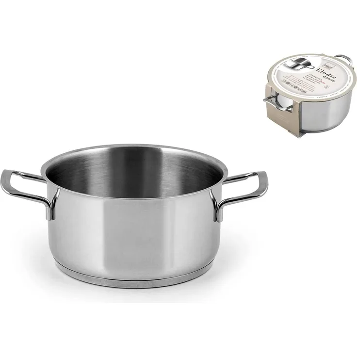 H&H Elodie Kasserolle mit Induktionsboden, 2 Griffe, Edelstahl, 14 cm
