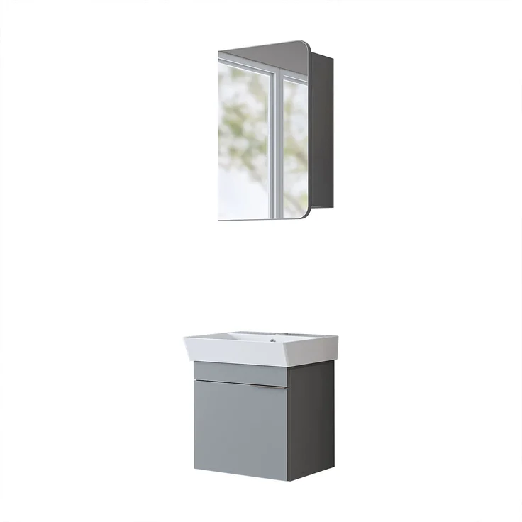 Skye Decor '2927' Badmöbel-Set mit Waschbecken & Spiegel (2-teilig), Esche, 50 x 54 x 38,6 cm – Bild 6