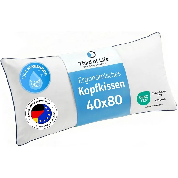 Kopfkissen 'inSPIRO' mit Duo-Hohlfasertechnologie für optimale Stützkraft, 40x80 cm