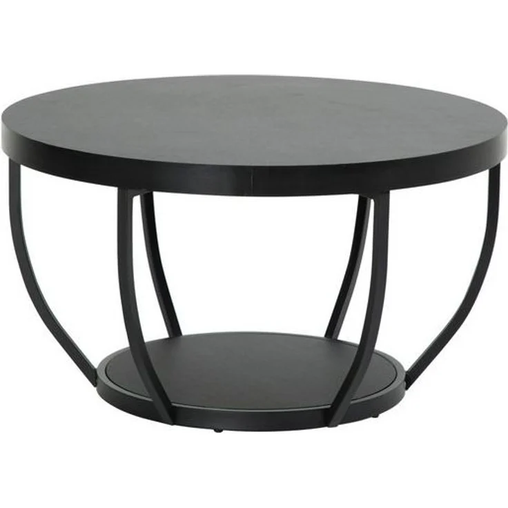 Home Collective Couchtisch Beistelltisch rund Ø 80 cm moderner Wohnzimmertisch mit 2 Ablagen (ideal als Büro Ablagetisch oder als Wohnzimmer Deko), hochwertiges Design mit Metallgestell, stabile Tischplatte, schwarz – Bild 4