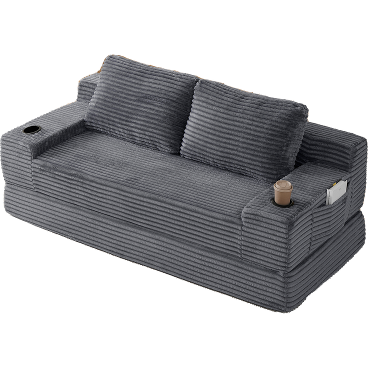 ZUBALIYA Sofa mit LED - Beleuchtung, mit Stauraum, mit Cordbezug, mit breiten Armlehnen, ohne aufwendige Montage – Bild 7