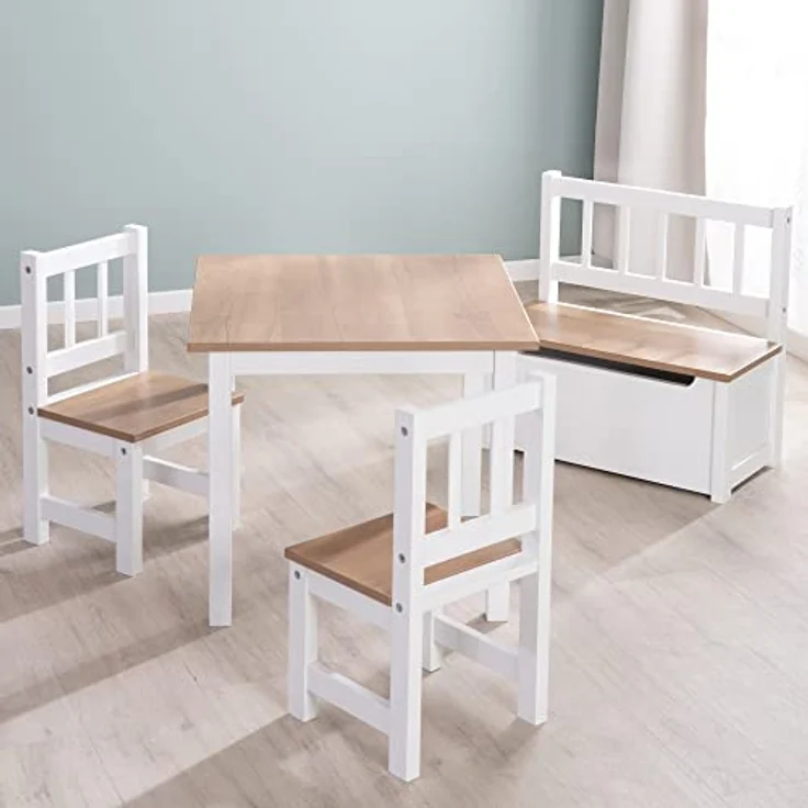 roba Kindersitzgruppe 'Woody' - 2 Kinderstühle & 1 Tisch - Holzdekor - Weiß – Bild 7