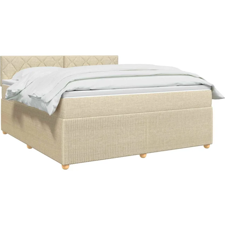 vidaXL Boxspringbett mit Matratze Creme 140 x 200 cm Stoff 3451494 – Bild 3