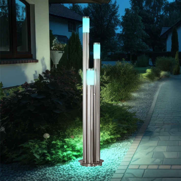 RGB LED Stehlampe, Edelstahl, dimmbar, Fernbedienung, H 170 cm – Bild 3