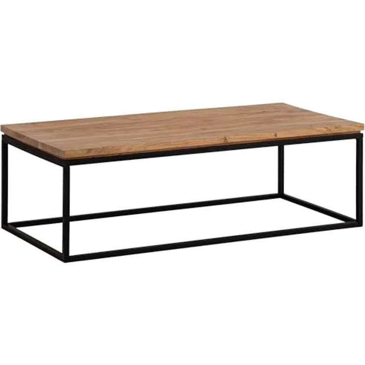 Livetastic Couchtisch Akazie, Massivholz rechteckig 60x40x120 cm, einfacher Aufbau für Wohnzimmer