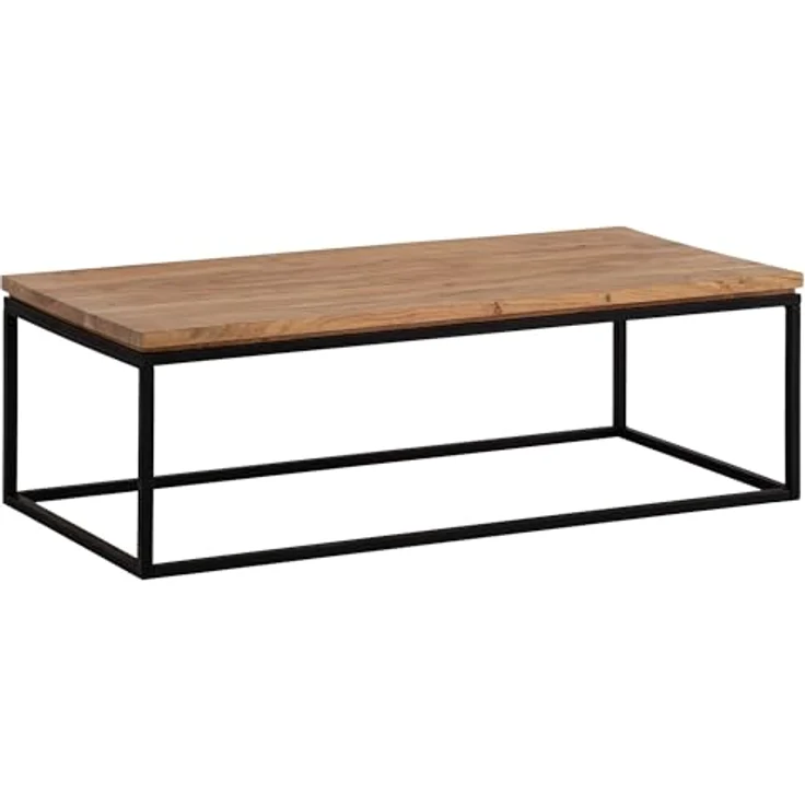 Livetastic Couchtisch Akazie, Massivholz rechteckig 60x40x120 cm, einfacher Aufbau für Wohnzimmer – Bild 1