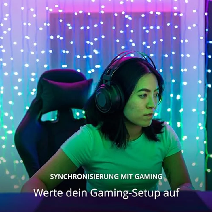 Twinkly Curtain 400 LED RGB+Weiß, LED-Lichterkette für Drinnen und Draußen, Smarte Lichter, RGB und Weiß, Kompatibel mit Alexa, Google Home, IP44, App-Steuerung, Transparentes Kabel, 3x2 m – Bild 9