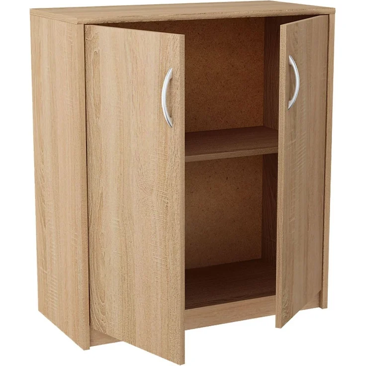 Home Collective Kommode 74cm breit in matter Ausführung, großzügiger Stauraum (Kommode mit 2 Türen und 1 Regal, hergestellt aus laminiertem Holzwerkstoff), Schrankaufbewahrung mit hochwertigen Polymergriffen - Sonoma – Bild 3