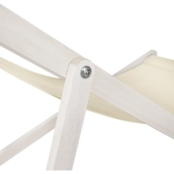 Liegestuhl Strandliege Weiß Gartenliege Klappbar Sonnenliege Strandstuhl Beige – Bild 5