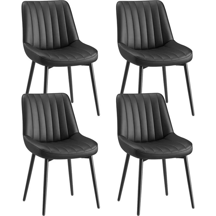 COLAMY Esszimmerstühle 4er Set aus technischem Stoff – Gepolsterte Stühle für Esszimmer & Küche mit Metallbeinen, Dickem Sitzpolster & Rutschfesten Füßen, Schwarz