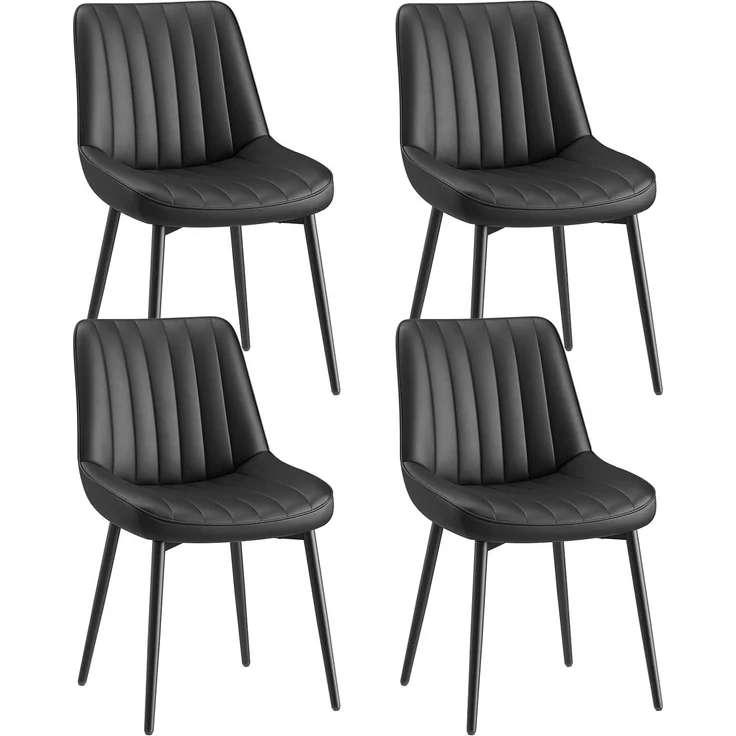 COLAMY Esszimmerstühle 4er Set aus technischem Stoff – Gepolsterte Stühle für Esszimmer & Küche mit Metallbeinen, Dickem Sitzpolster & Rutschfesten Füßen, Schwarz