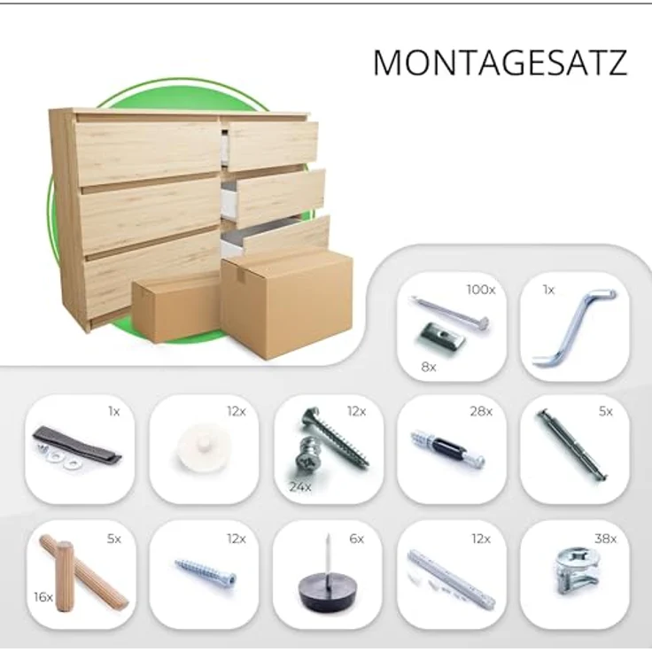 CDF Kommode Malwa M6 120| Farbe: Eiche Artisan | Schrank für Dokumente, Kleinigkeiten | Ideal für Wohnzimmer, Schlafzimmer, Kinderzimmer, Jugendzimmer und Büro | 6 geräumige Schubladen – Bild 6