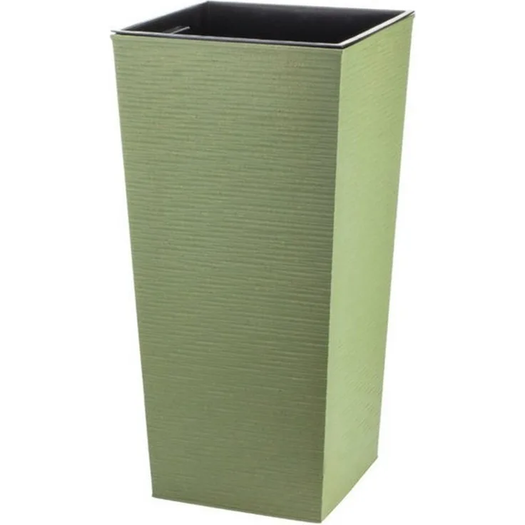 Engelland Pflanzkübel Blumentopf aus recyceltem Kunststoff & Holz (WPC), Rillenoptik (UV-beständig, wetterfest), Blumenkübel für Garten, Balkon, Terrasse, Innen- und Außenbereich