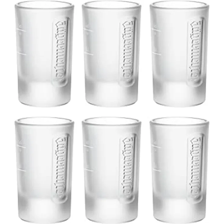 Jägermeister Shotgläser Set 4cl - 6er Set Schnapsglas – Eichstrich 2cl & 4cl - Spülmaschinenfest und Standfestes Likörglas - Das Original – Schnaps, Likör Glas