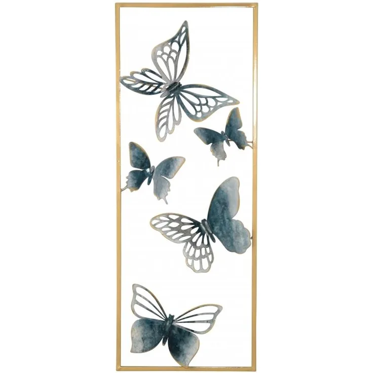 Wandbild mit Schmetterlingen "Ronny", gold/grau