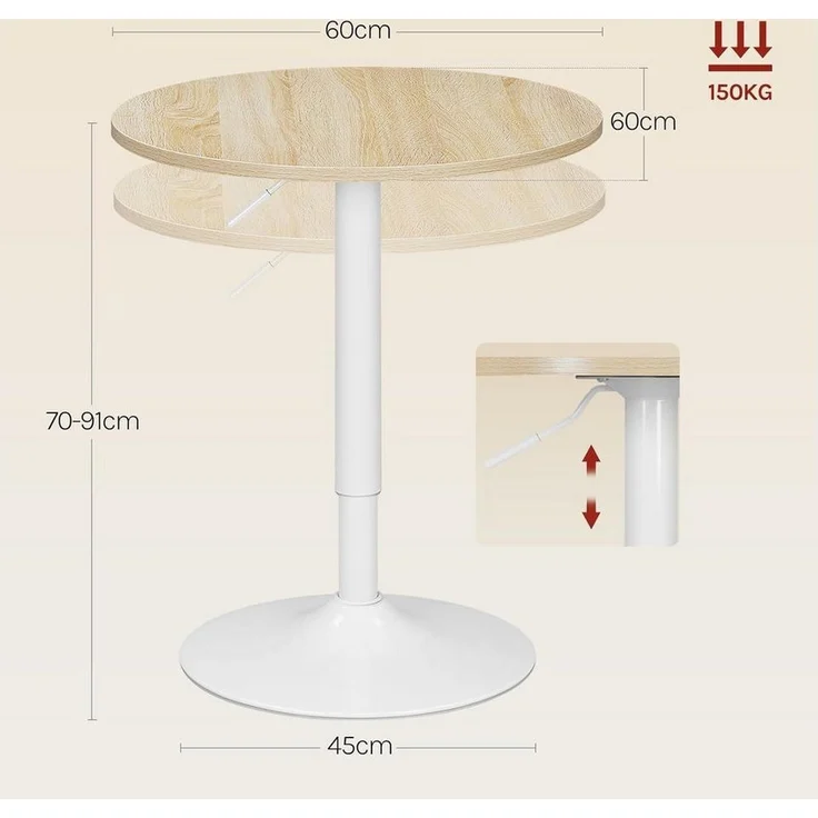 Woltu Bartisch (1-St), Stehtisch Drehtisch, MDF Partytisch, höhenverstellbar – Bild 2